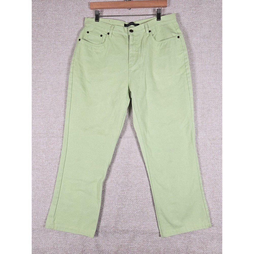 Bill Blass Jeanswear Perfect Fit Lime Green Straight Leg High Rise Pants Size 12